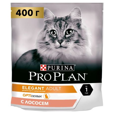Pro Plan ® Elegant сухой корм для взрослых кошек для здоровья шерсти и кожи с лососем, 400 г
