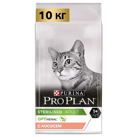 Pro Plan ® Сухой корм для взрослых стерилизованных кошек и кастрированных котов, с высоким содержанием лосося, 10 кг