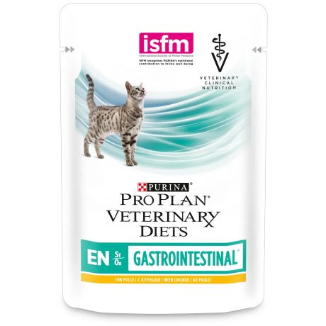 Purina Veterinary Diets EN ST/OX Gastrointestinal влажный корм для взрослых кошек при расстройствах пищеварения, с курицей, в соусе, 85 г