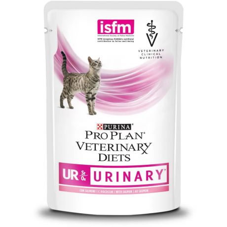 Purina Veterinary Diets UR ST/OX Urinary влажный корм для взрослых кошек при болезнях нижних отделов мочевыводящих путей, с лососем, в соусе, 85 г