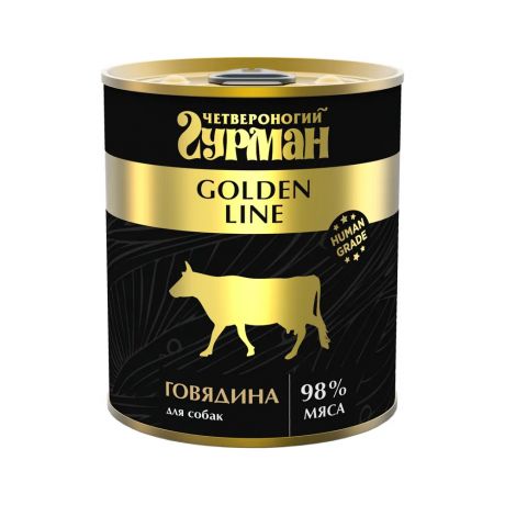 Четвероногий Гурман Golden Line консервы для собак, с говядиной, 340 г