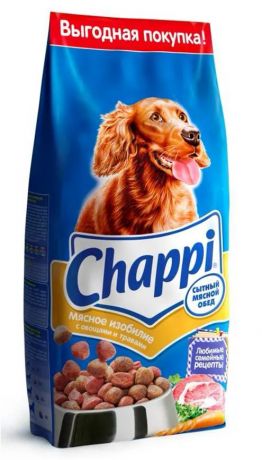 Chappi Корм для собак всех пород, мясное изобилие с овощами и травами, 15 кг
