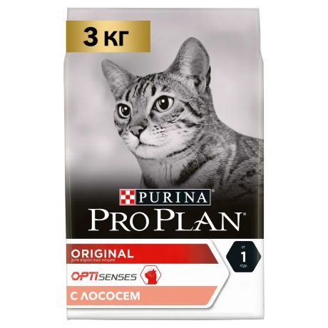 Pro Plan ® Original сухой корм для взрослых кошек для поддержания здоровья органов чувств с лососем, 3 кг