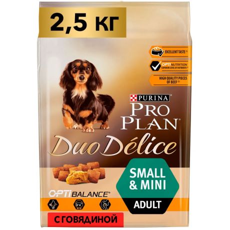 Pro Plan ® Duo Delice сухой корм для взрослых собак для мелких и карликовых пород с говядиной, 2,5 кг