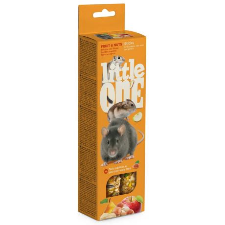 Little One палочки для хомяков, крыс, мышей и песчанок с фруктами и орехами 2х60г