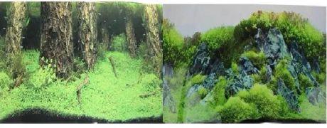 Prime Фон для аквариума двусторонний Затопленный лес/Камни с растениями50х100см (9086/9087)
