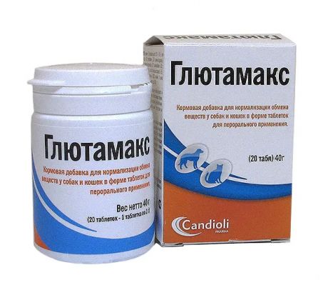 Candioli Глютамакс Кормовая добавка для нормализации работы печени у кошек и собак, 20 таблеток