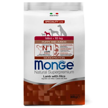 Monge NS Speciality Line Mini Puppy & Junior With Lamb And Rice сухой корм для щенков мелких пород, с ягненком и рисом, 800г