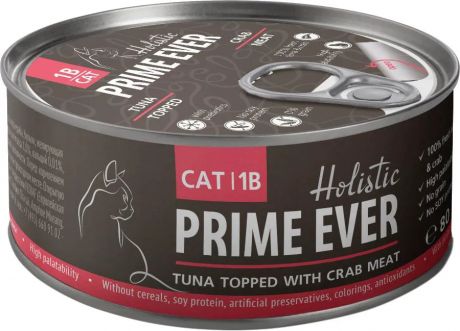 Prime Ever Консервы для кошек Тунец с крабом с желе 80 г
