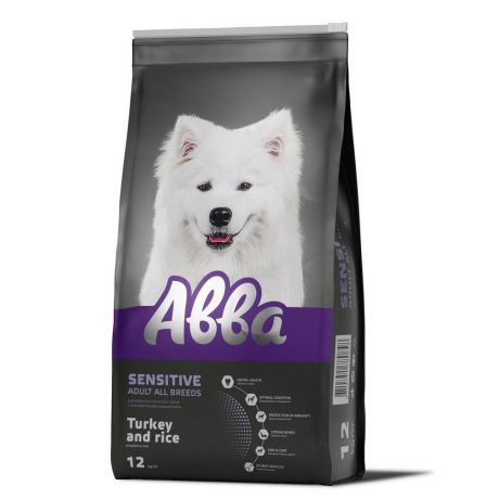 Aвва Premium Sensitive Adult All Breeds Сухой корм для взрослых собак всех пород с чувствительным пищеварением, индейка и рис, 12 кг