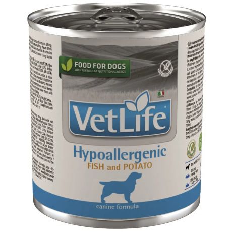 Farmina Vet Life Hypoallergenic диетический влажный корм для собак, гипоаллергенный, с рыбой и картофелем, 300г