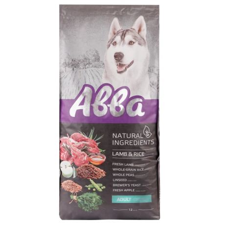Aвва Natural Ingredients сухой корм для взрослых собак с ягненком и рисом, 12кг