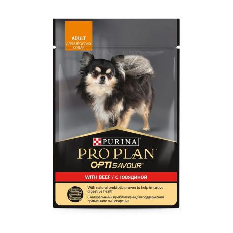 Pro Plan ® Opti Savour влажный корм для взрослых собак для мелких пород с говядиной, в соусе, 85 г
