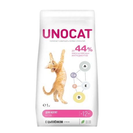 UnoCat Корм сухой для котят с цыпленком и рисом, 1 кг