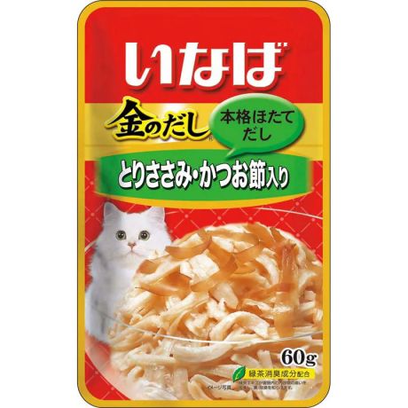 INABA CIAO Пауч для кошек Куриное филе с кацуобуси в желе, 60 гр