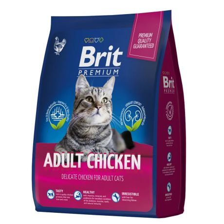 Brit Premium Cat Adult Chicken сухой корм для взрослых кошек с курицей, 2кг