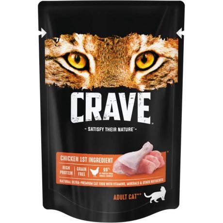 Crave Корм консервированный полнорационный для кошек всех пород старше 1 года с курицей, 70 г