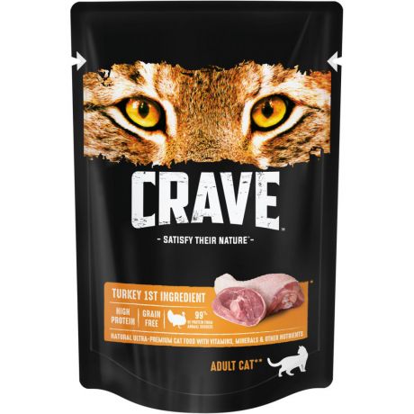 Crave Корм консервированный полнорационный для кошек всех пород старше 1 года с индейкой, 70 г