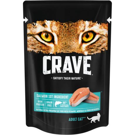 Crave Корм консервированный полнорационный для кошек всех пород старше 1 года с лососем, 70 г