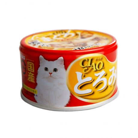 INABA CIAO консервы для кошек Кальмар с мраморной вырезкой японского тунца-бонито ипарным филе курицы