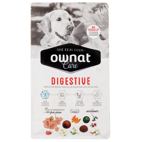 Ownat Adult Care digestive сухой корм для собак всех пород с чувствительным пищеварением, с курицей, 3 кг