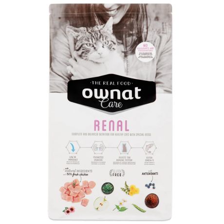 Ownat Adult Care Renal сухой корм для взрослых кошек с хронической почечной недостаточностью, с курицей, 1,5 кг