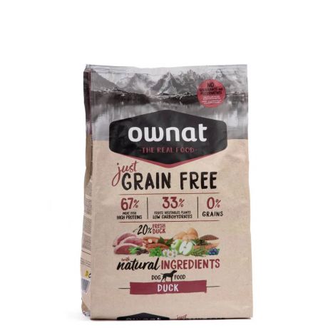 Ownat Adult GRAIN FREE сухой корм для взрослых собак с уткой, 3 кг