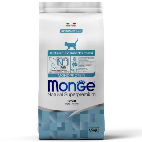 Monge Monoprotein Kitten Trout сухой корм для котят с форелью, 1,5кг