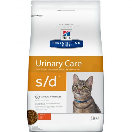 Hill's Prescription Diet s/d Urinary Care сухой корм для кошек, лечение МКБ, с курицей, 1,5кг