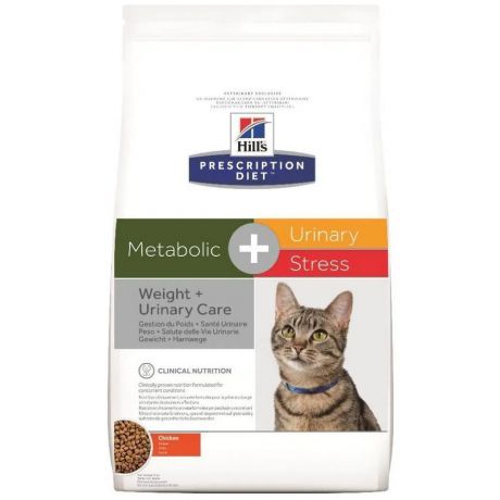 Hill's Prescription Diet Metabolic + Urinary Stress сухой корм для кошек, лечение цистита, с курицей, 1,5кг