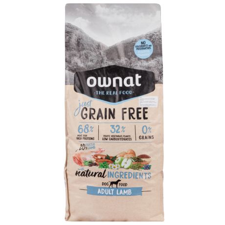 Ownat Adult GRAIN FREE сухой корм для взрослых собак с ягненком, 14 кг