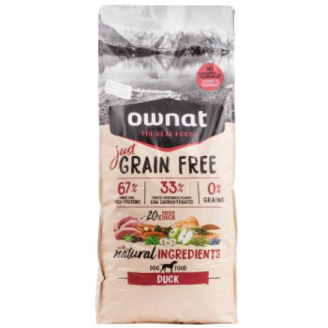 Ownat Adult GRAIN FREE сухой корм для взрослых собак с уткой, 14 кг