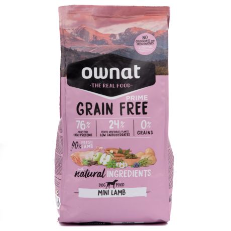 Ownat Mini GRAIN FREE сухой корм для собак мелких пород беззерновой, с ягненком, 1 кг