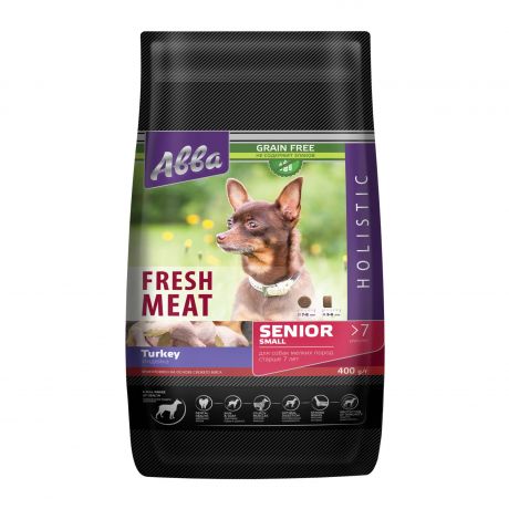 Aвва Fresh Meat Senior Small Сухой корм для собак мелких пород старше 7 лет, с индейкой, 400 гр.