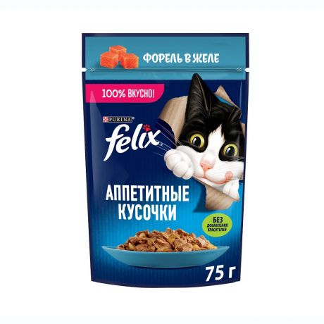 Felix Аппетитные кусочки корм влажный для кошек с форелью, 75г