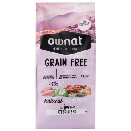 Ownat Adult Sterilized GRAIN FREE сухой корм для стерилизованных кошек, 1 кг