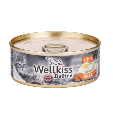 Wellkiss Консервы для котят с цыпленком, 100 гр