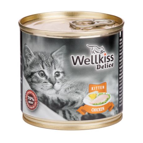 Wellkiss Консервы для котят с цыпленком, 240 гр