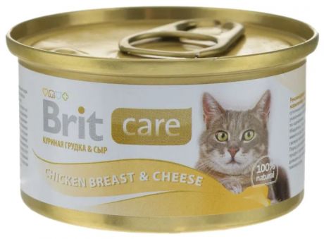 Brit Care Cat консервы для кошек, с куриной грудкой и сыром, 80 г
