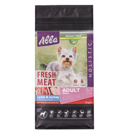 Aвва Fresh Meat Adult Small сухой корм для собак мелких пород старше 1 года, с ягненком и индейкой, 2 кг