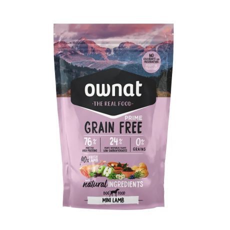 Ownat Mini Grain Free сухой корм для собак мелких пород беззерновой с ягненком, 400 гр.