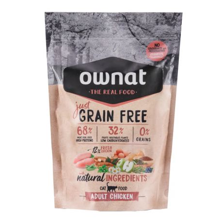 Ownat Adult Chicken корм сухой для кошек беззерновой, с курицей, 400 гр.