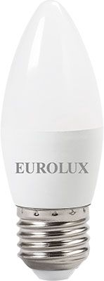Лампа светодиодная Eurolux LL-E-C37-6W-230-2 7K-E27 (свеча 6Вт тепл. Е27) белый