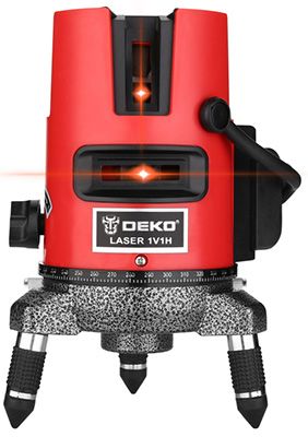 Лазерный уровень Deko DKLL02RB SET 4 (в кейсе со штативом) красно-черный
