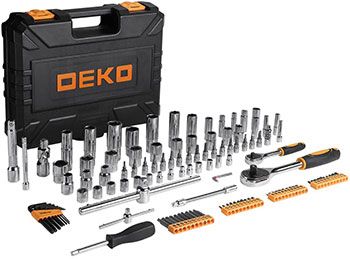 Профессиональный набор инструментов для авто Deko DKAT121 в чемодане (121 предмет) черно-желтый