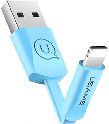 Кабель Usams U2 USB - Lightning плоский голубой (SJ199IP04)