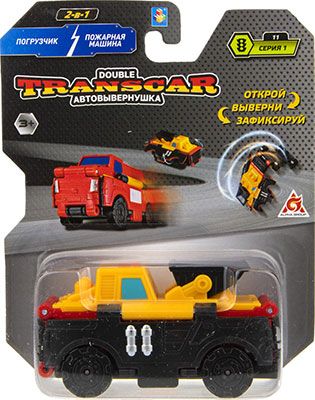 Машинка 1 Toy Transcar Double: Погрузчик – Пожарная машина 8 см блистер