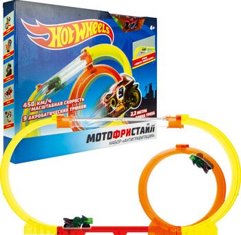 Мотофристайл 1 Toy Hot Wheels (в компл.: инерц. мотобайк 8 деталей трека 1 аксессуар для трюков)