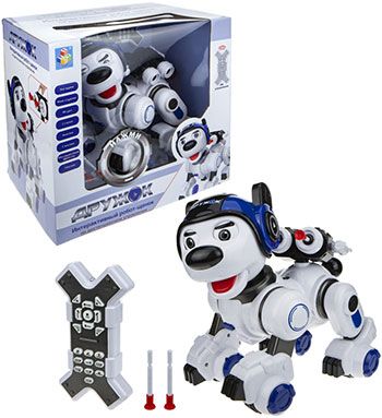 Робо-щенок 1 Toy ДРУЖОК интерактивный радиоуправляемый робот-щенок (песни стихи викторины загадки басни) размер игр