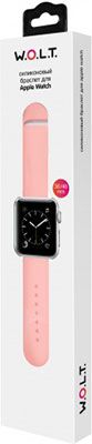 Силиконовый браслет W.O.L.T. для Apple Watch 38 мм розовый